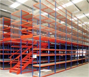 Warehouse shelf with multiple tiers